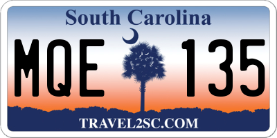 SC license plate MQE135