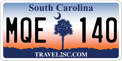 SC license plate MQE140