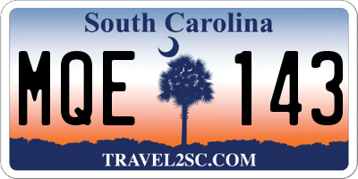 SC license plate MQE143