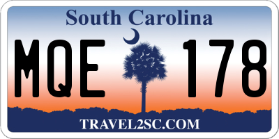 SC license plate MQE178