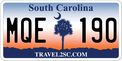 SC license plate MQE190