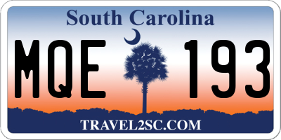 SC license plate MQE193