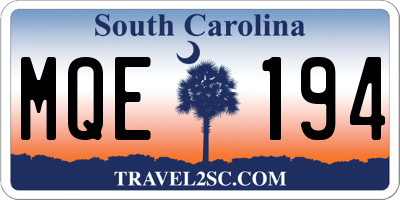 SC license plate MQE194
