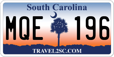 SC license plate MQE196
