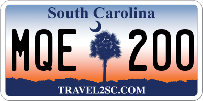SC license plate MQE200