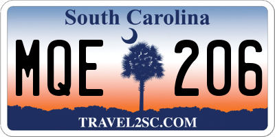 SC license plate MQE206