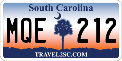 SC license plate MQE212