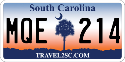 SC license plate MQE214
