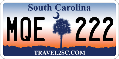 SC license plate MQE222