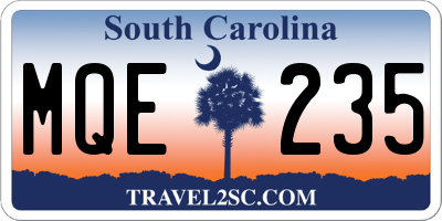 SC license plate MQE235