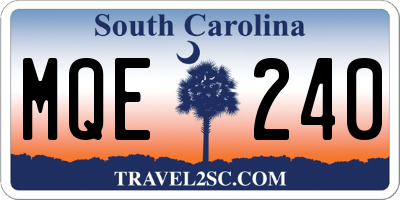 SC license plate MQE240