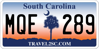 SC license plate MQE289