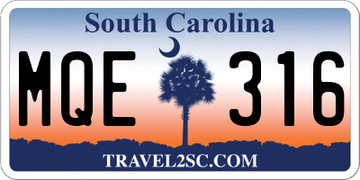 SC license plate MQE316