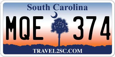 SC license plate MQE374