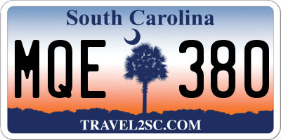 SC license plate MQE380