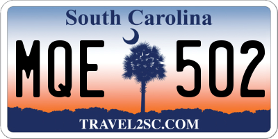 SC license plate MQE502
