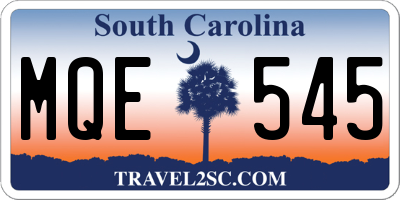 SC license plate MQE545