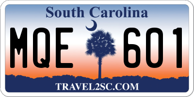 SC license plate MQE601
