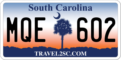 SC license plate MQE602