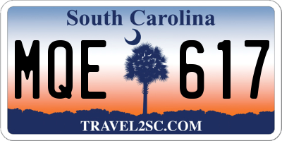 SC license plate MQE617