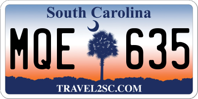 SC license plate MQE635