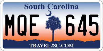 SC license plate MQE645