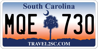 SC license plate MQE730