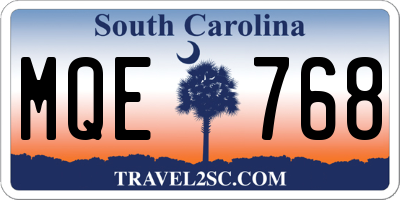SC license plate MQE768