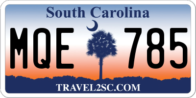 SC license plate MQE785