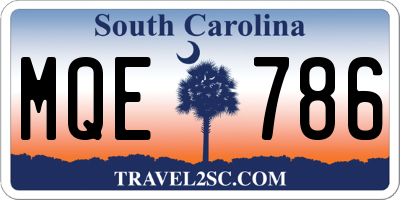 SC license plate MQE786