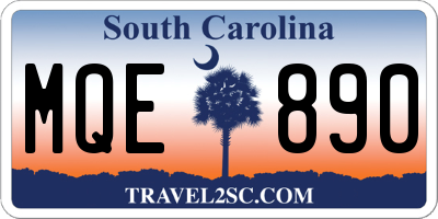 SC license plate MQE890