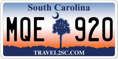 SC license plate MQE920