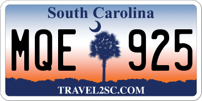 SC license plate MQE925