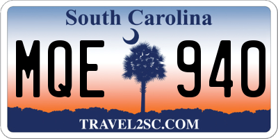 SC license plate MQE940