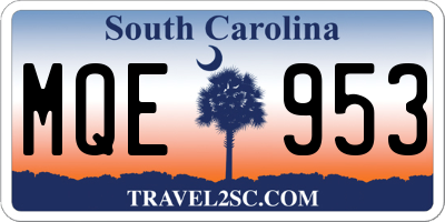 SC license plate MQE953