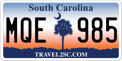 SC license plate MQE985