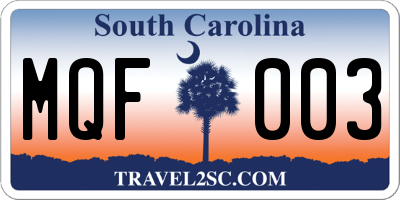 SC license plate MQF003