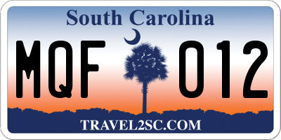 SC license plate MQF012
