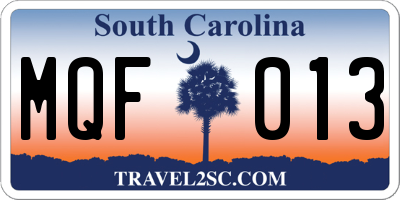 SC license plate MQF013