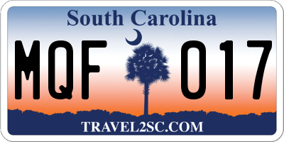 SC license plate MQF017