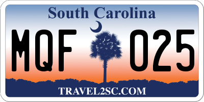 SC license plate MQF025