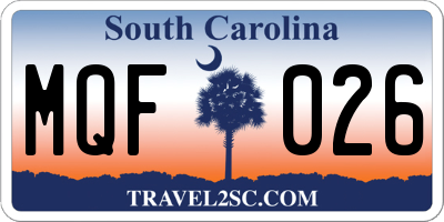 SC license plate MQF026