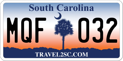SC license plate MQF032