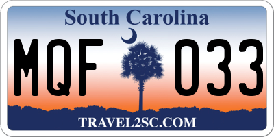 SC license plate MQF033