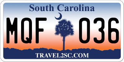 SC license plate MQF036