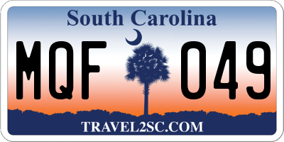SC license plate MQF049