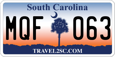 SC license plate MQF063