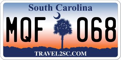 SC license plate MQF068
