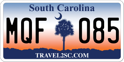 SC license plate MQF085