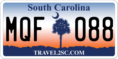 SC license plate MQF088